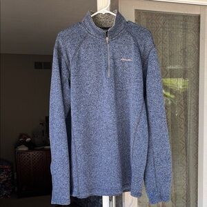 Eddie Bauer Men's Heathered Blue Zip-Up Sweater Size TXL